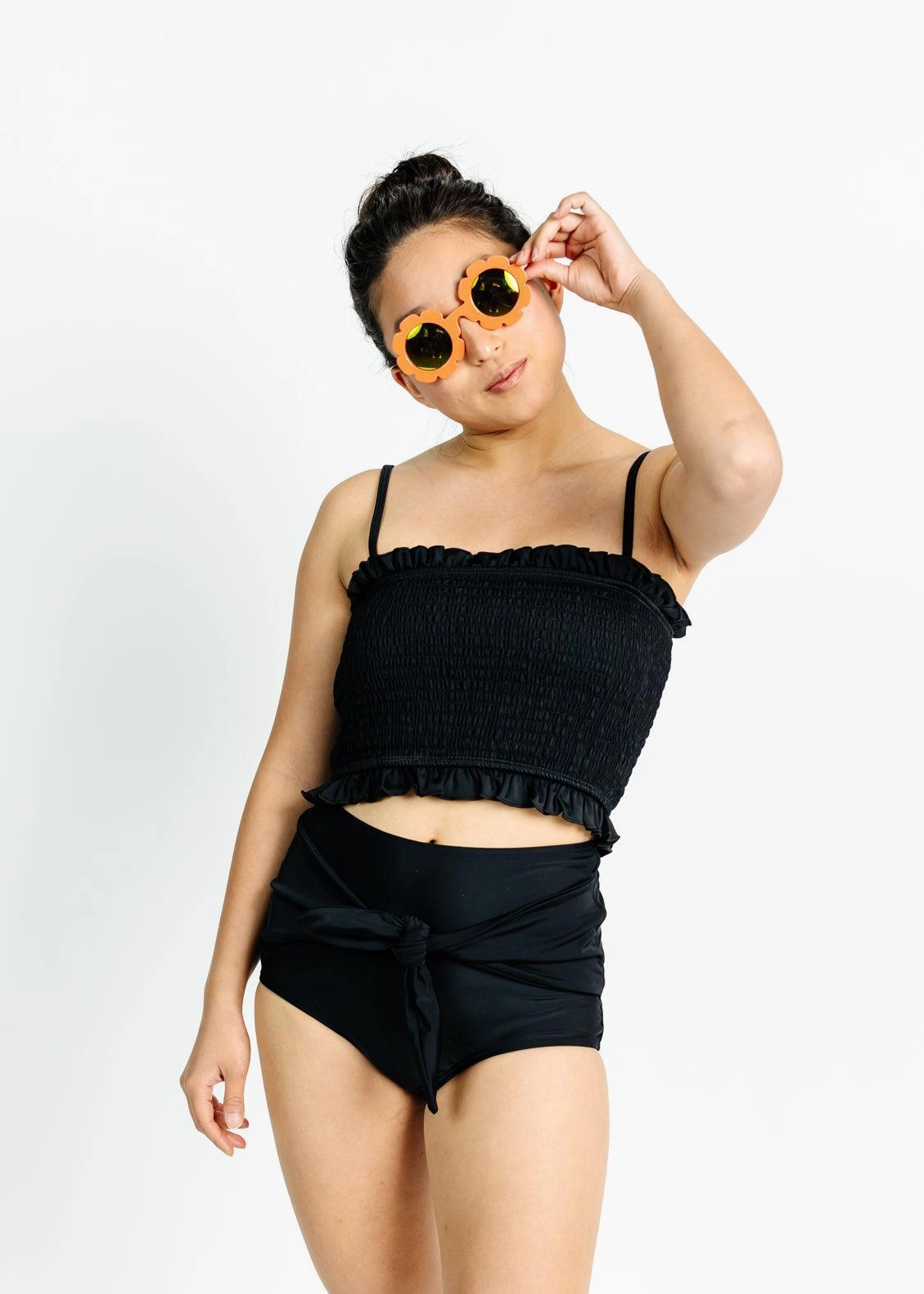 Black | Bandeau Top tankini swim tops, adjustable bikini tops