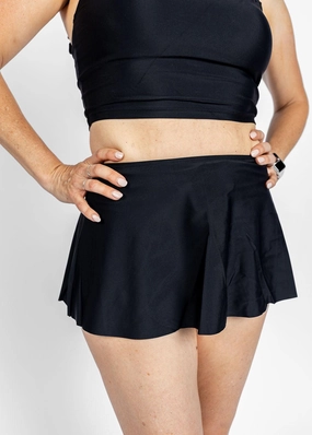 Black | Detached Short Skirt elastic waistband swim bottoms, mix-and-match bikini bottoms