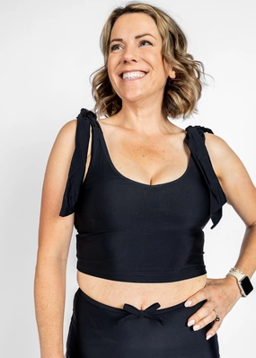 Black | Knot Top tankini swim tops, adjustable bikini tops