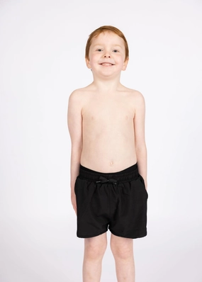 Black | Mini Retro Shorties boys summer swimwear, boys rash guard swim sets