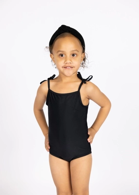 Black | Mini Simply One-Piece girls full coverage swimwear, kids swimwear for pool