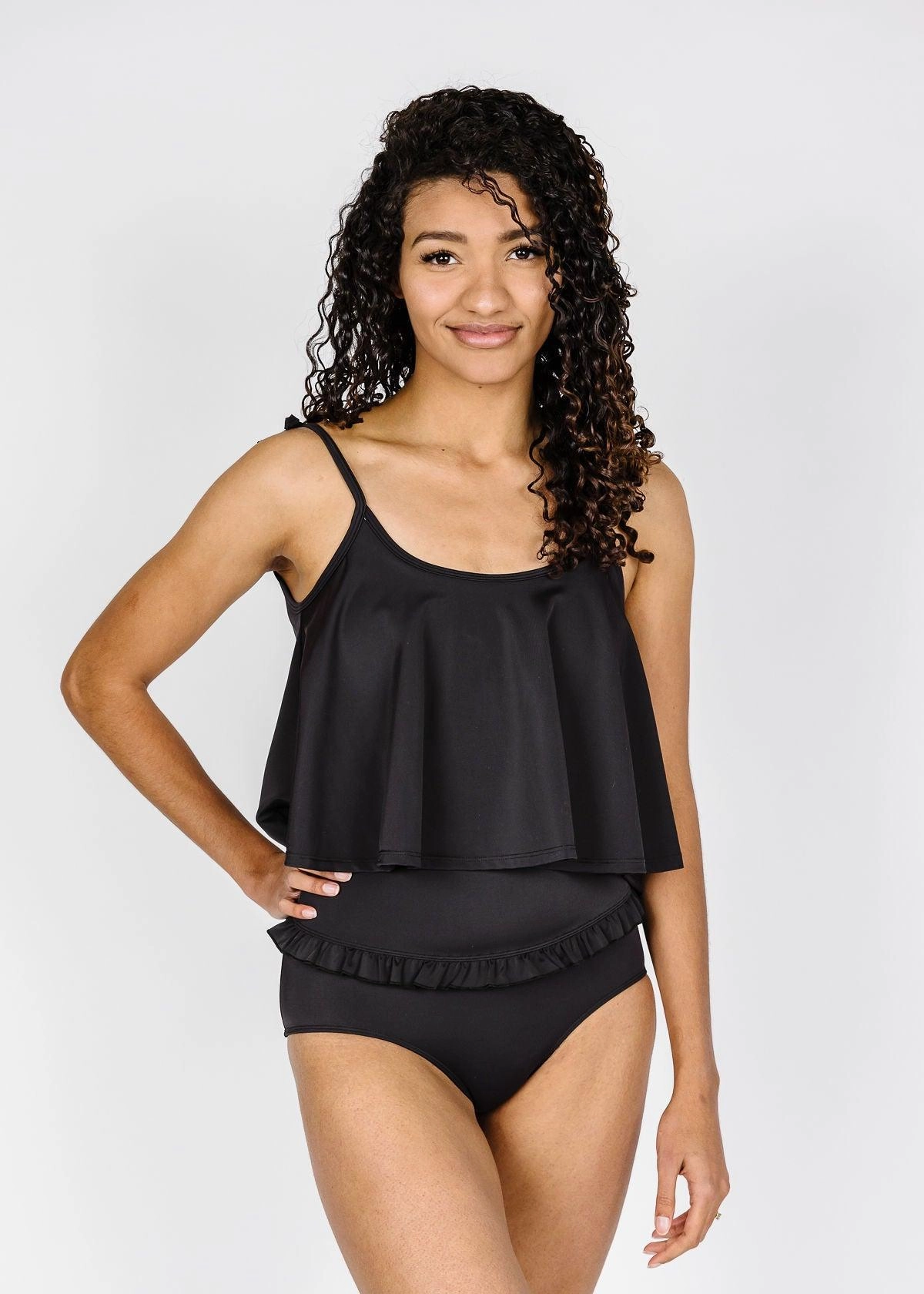 Black | Swing Top tankini swim tops, adjustable bikini tops