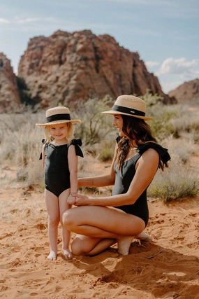Black | Youth Everyday One-Piece girls full coverage swimwear, kids swimwear for pool