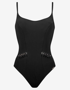 Blackout Hand Embroidered Swimsuit - Black pool-ready swimwear for women, trendy swimwear collection