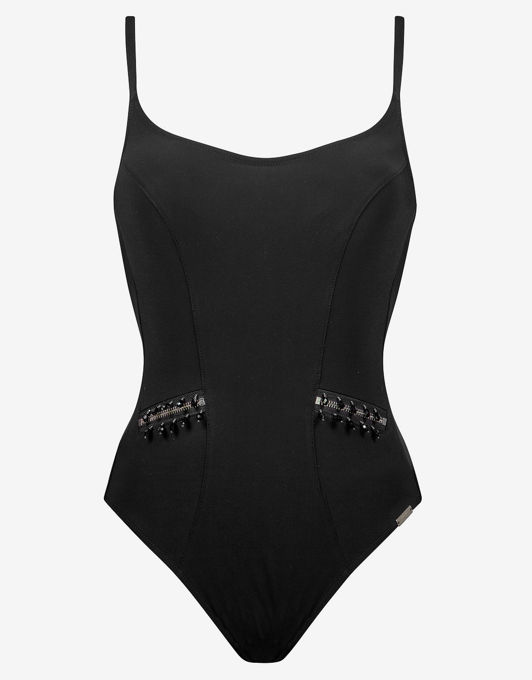 Blackout Hand Embroidered Swimsuit - Black pool-ready swimwear for women, trendy swimwear collection