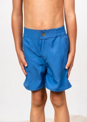 Blue Denim | Mini Boardies boys summer swimwear, boys rash guard swim sets