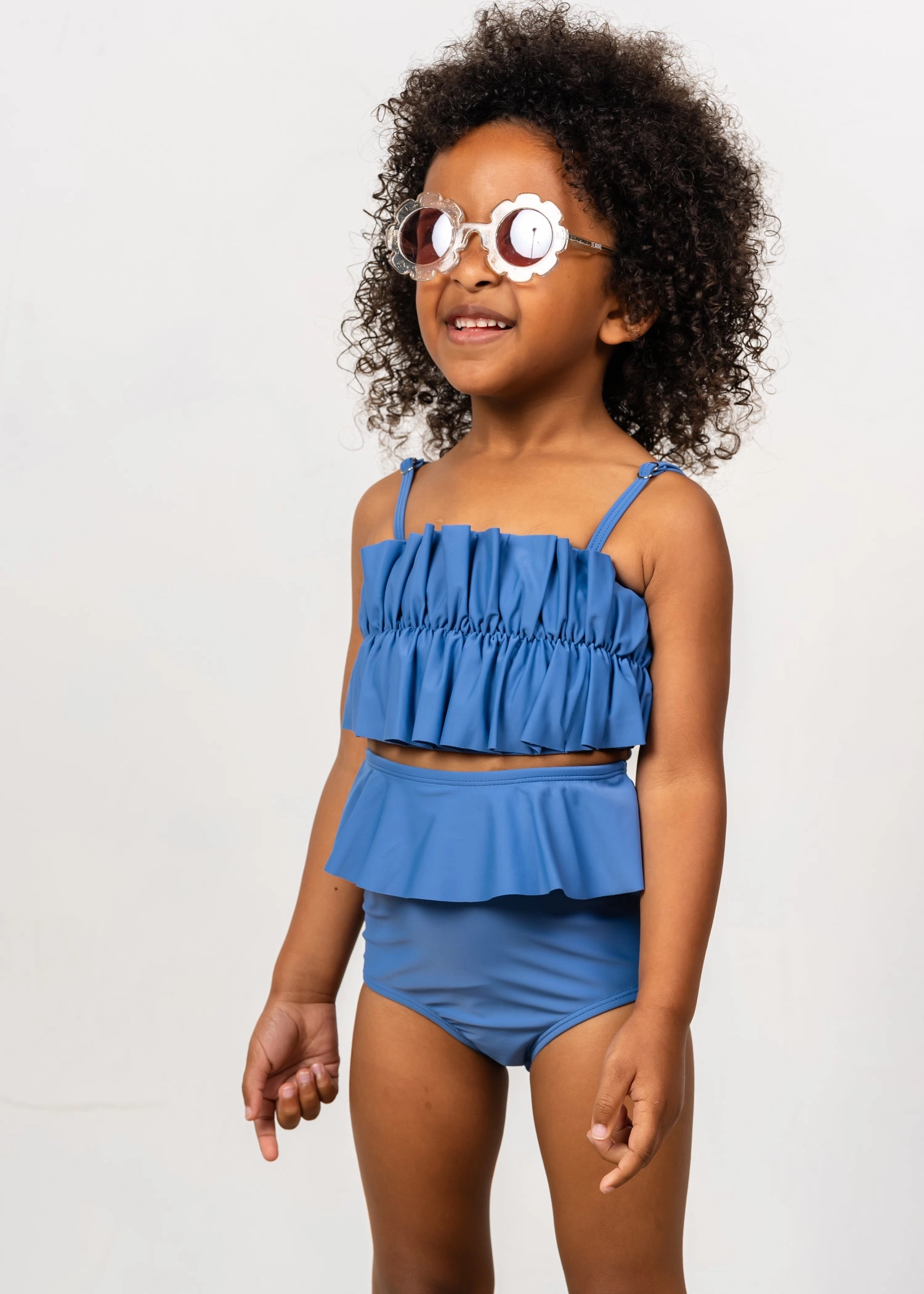 Blue Denim | Mini Oversized Ruffle Top