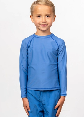 Blue Denim | Mini Rashguard Top (Unisex) boys summer swimwear, boys rash guard swim sets