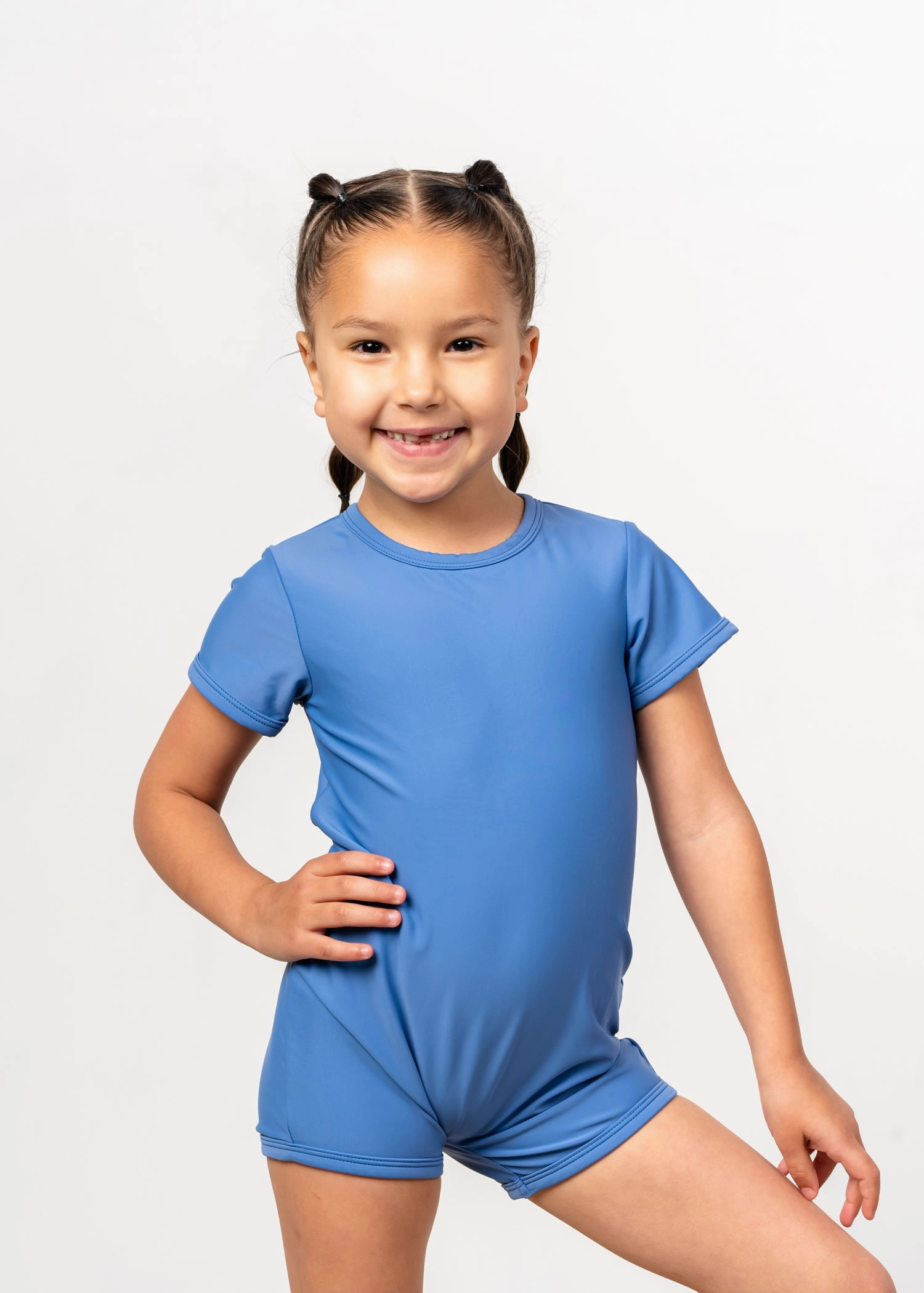 Blue Denim | Mini Shorties Rashguard (Unisex) boys summer swimwear, boys rash guard swim sets