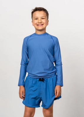 Blue Denim | Youth Rashguard Top (Unisex) girls full coverage swimwear, kids swimwear for pool