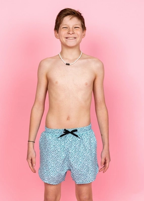 Blue Ditsy Floral | Youth Retro Shorties boys summer swimwear, boys rash guard swim sets
