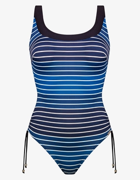 Blue Illusion Inclusive Fit Swimsuit - Blue and White padded swimwear for women, padded bikini tops
