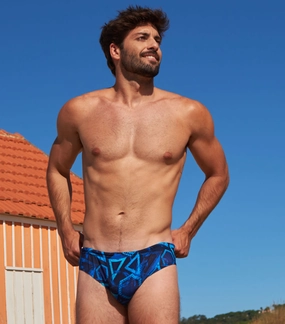 Blue Lagoon Tan Through Deep Waist Swim Brief tan through swimwear men, mens breathable swimwear