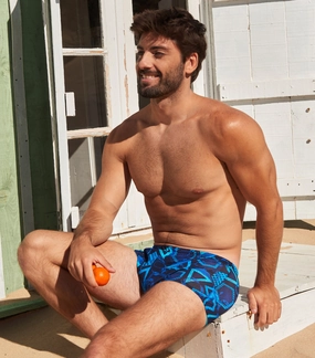 Blue Lagoon Tan Through Swim Trunks tan through swimwear men, mens breathable swimwear