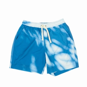 Blue Shadow Print Swim Trunks mens full coverage swimwear, stylish mens swim trunks