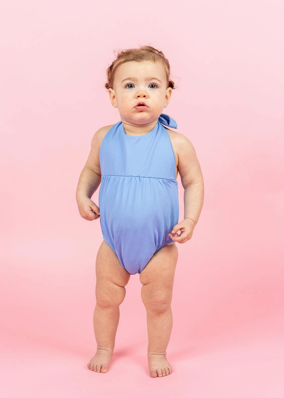 Blue Skies | Baby Romper One-Piece girls full coverage swimwear, kids swimwear for pool