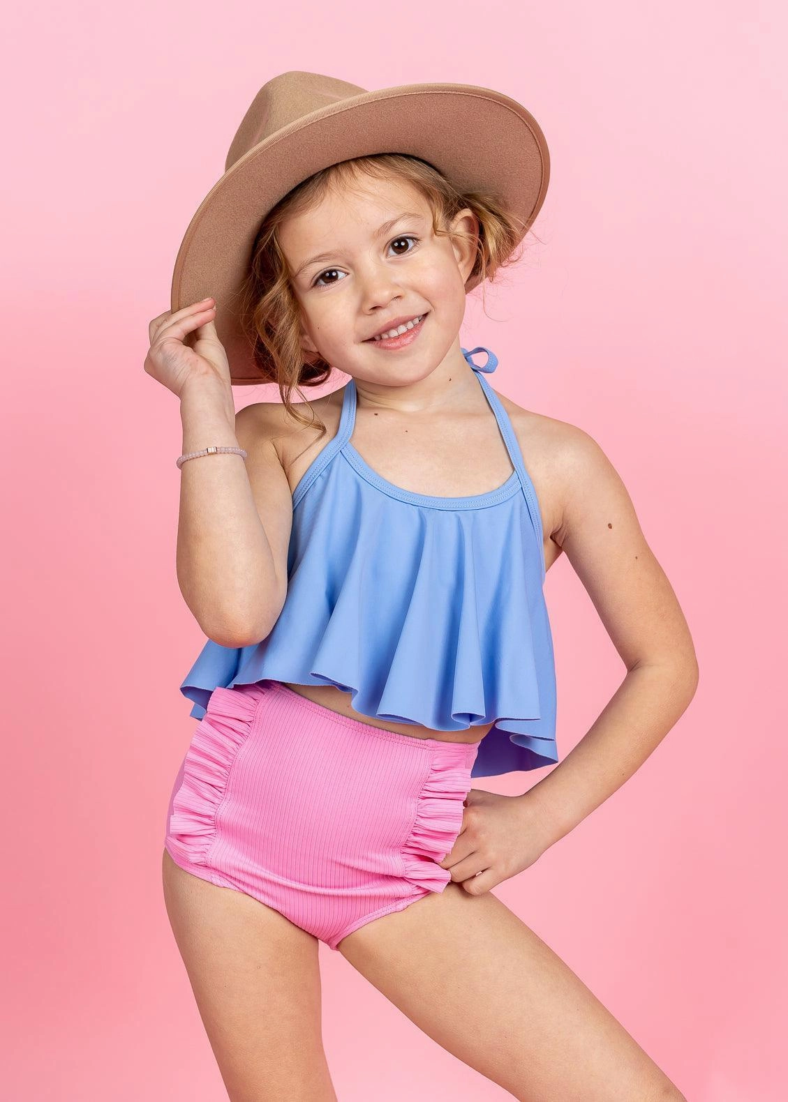 Blue Skies | Mini Swing Top girls full coverage swimwear, kids swimwear for pool