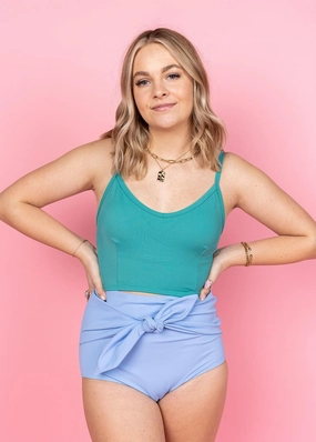 Blue Skies | Tie-Up-Front Bottoms elastic waistband swim bottoms, mix-and-match bikini bottoms