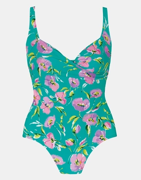 Blume Wrap Front Swimsuit - Mint Floral cup sized swimwear women, supportive swimsuits for large bust
