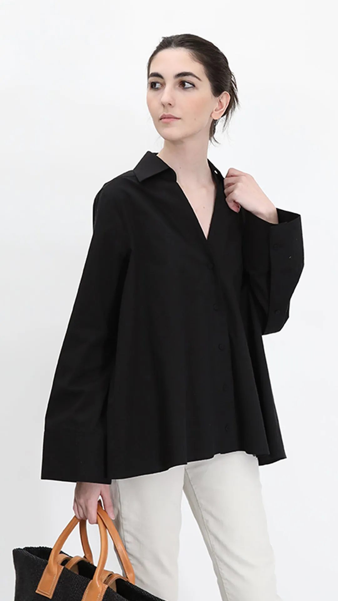 BOBBIE SHIRT IN ITALIAN COTTON POPLIN STRETCH