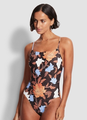 Boheme Square Neck Maillot - Black slimming one piece swimsuits, fashionable one piece suits