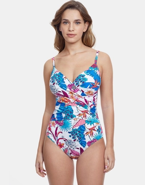 Bohemian Gypsy V Neck Swimsuit - White padded swimwear for women, padded bikini tops