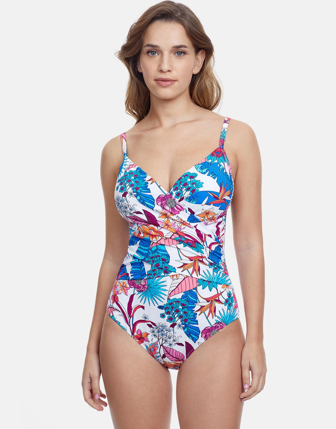 Bohemian Gypsy V Neck Swimsuit - White padded swimwear for women, padded bikini tops