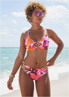 Bold Triangle Top - Desert Floral swimwear with tummy control, elegant swimsuits for women