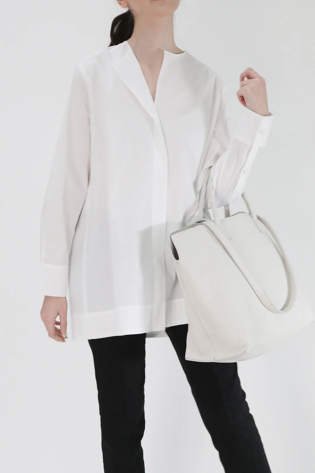 BOLZANO ITALIAN LEATHER TOTE IN BUTTER WHITE