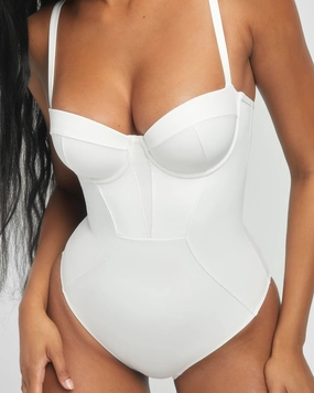Bombshell - White shaping swimwear for women, tummy control sculpting swimsuits