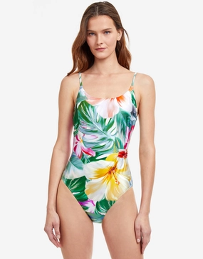 Bora Bora Round Neck Swimsuit - White pool-ready swimwear for women, trendy swimwear collection