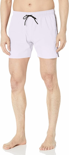 BOSS Men's Standard Solid Swim Trunk with Iconic Side Stripe, Salt mens beach swimwear, quick dry mens swimsuits