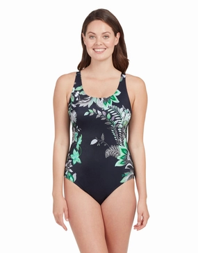 Botanica Adjustable Scoopback Swimsuit - Black/Green zoggs swimwear for women, zoggs goggles and swimsuits