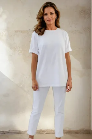 BOYFRIEND CREW T-SHIRT IN PIMA COTTON STRETCH