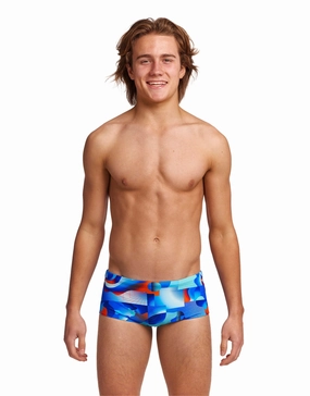 Boys Battle Blue Sidewinder Swim Trunks funky trunks swim shorts, mens funky trunks swimwear