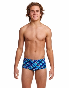 Boys Blue Bunkers Sidewinder Swim Trunks funky trunks swim shorts, mens funky trunks swimwear