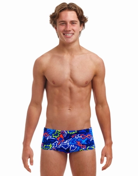 Boys Broken Hearts Sidewinder Swim Trunks - Blue funky trunks swim shorts, mens funky trunks swimwear