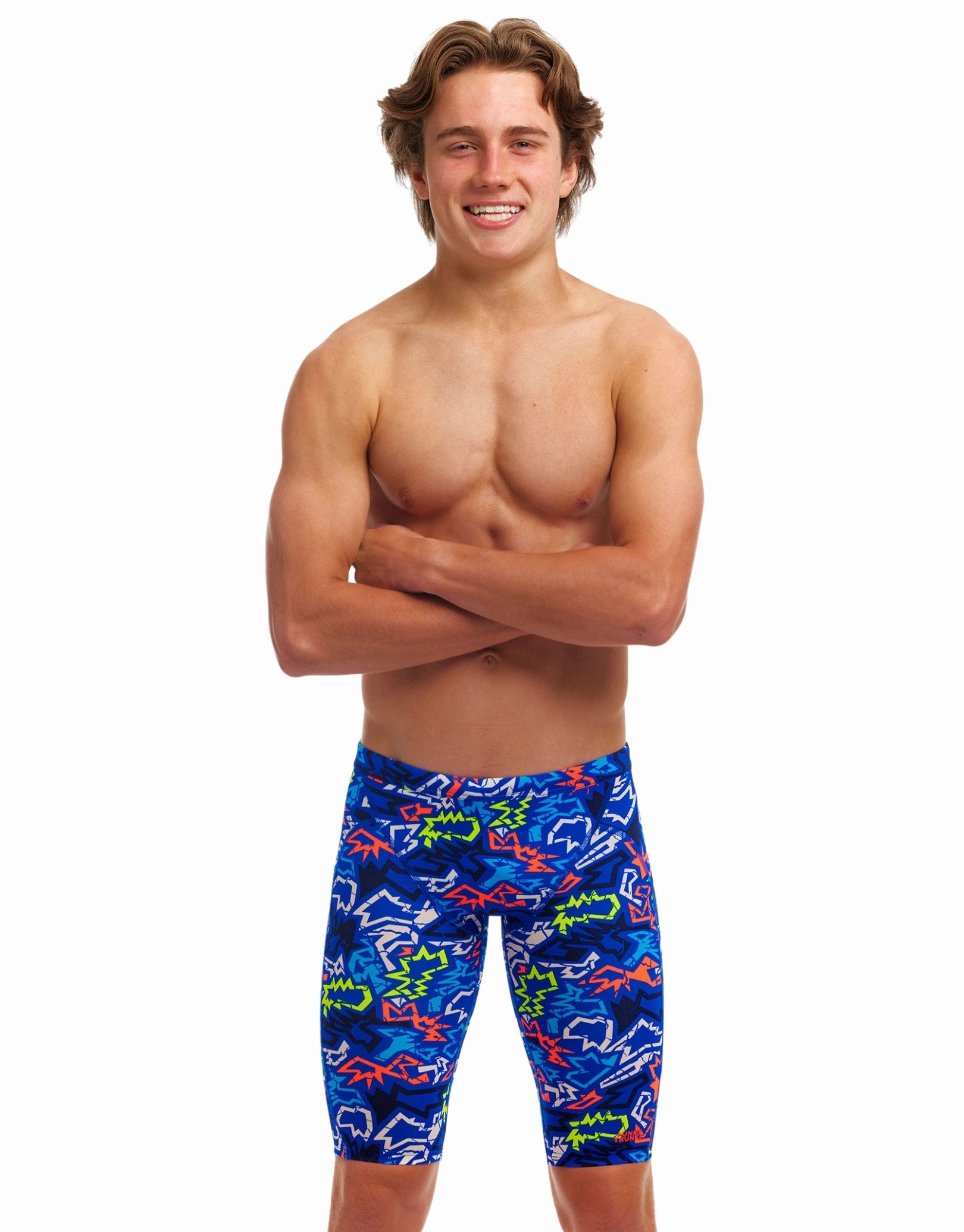 Boys Broken Hearts Training Swim Jammer - Blue/Multi