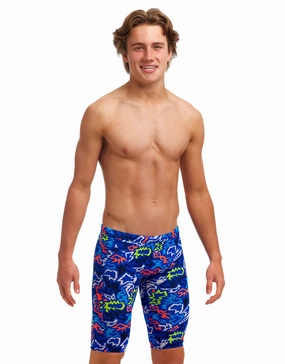 Boys Broken Hearts Training Swim Jammer - Blue/Multi funky trunks swim shorts, mens funky trunks swimwear