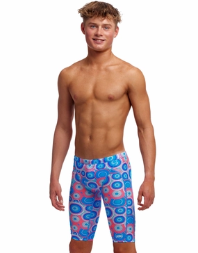 Boys Bundjalung Blue Swim Training Jammer - Blue/Pink funky trunks swim shorts, mens funky trunks swimwear
