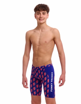 Boys Flash Swim Training Jammer - Blue/Red funky trunks swim shorts, mens funky trunks swimwear