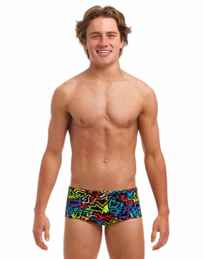 Boys Funk Me Sidewinder Swim Trunks - Black/Multi funky trunks swim shorts, mens funky trunks swimwear
