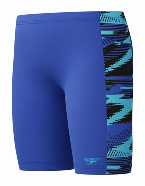 Boys Hyperboom Panel Swim Jammer - Blue/Multi speedo mens swimwear, speedo training swimsuits