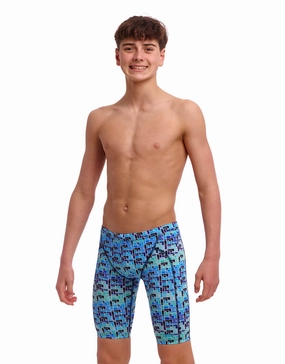 Boys Jack Stack Swim Training Jammer - Blue funky trunks swim shorts, mens funky trunks swimwear