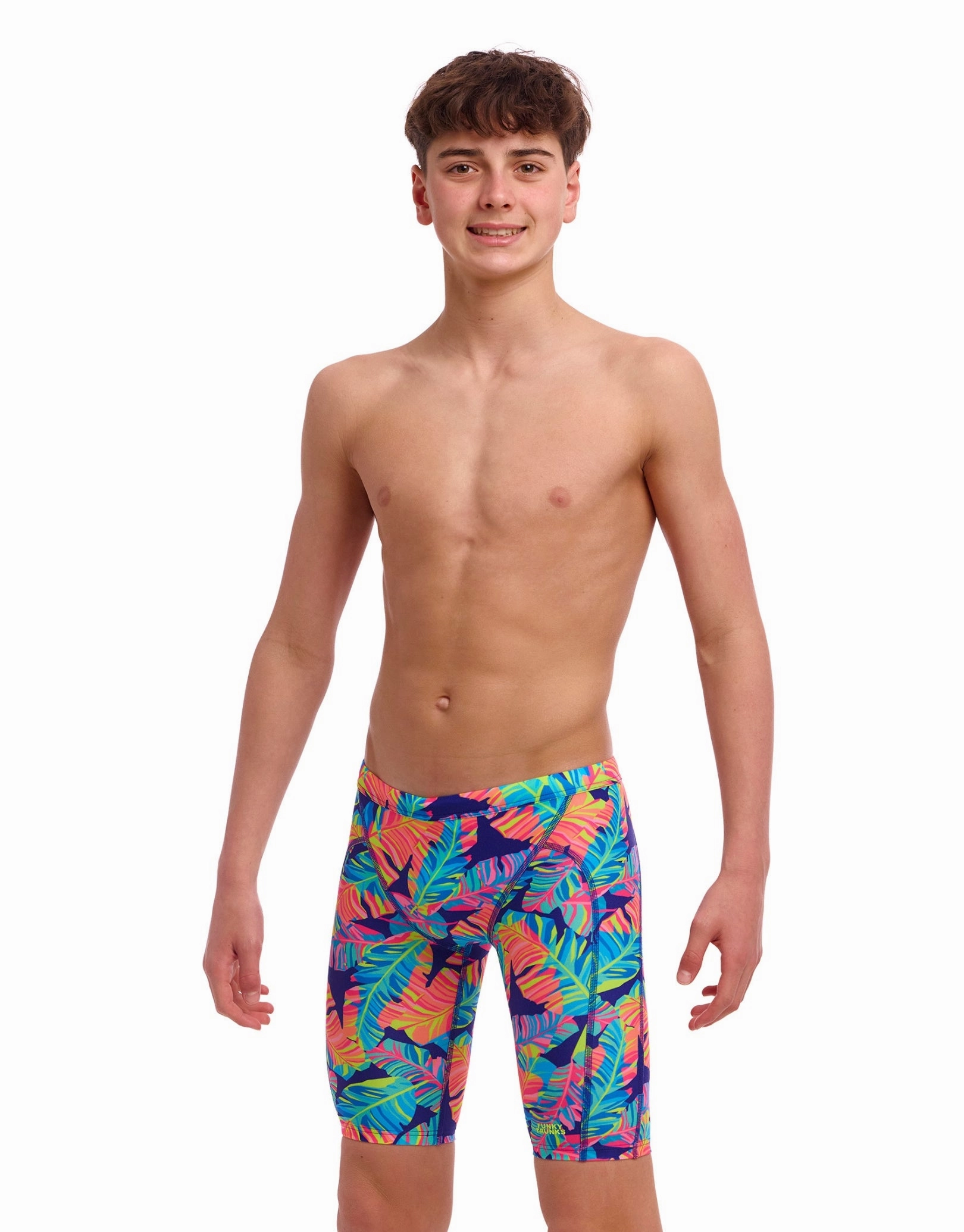 Boys Leaving Today Swim Training Jammer - Multi funky trunks swim shorts, mens funky trunks swimwear