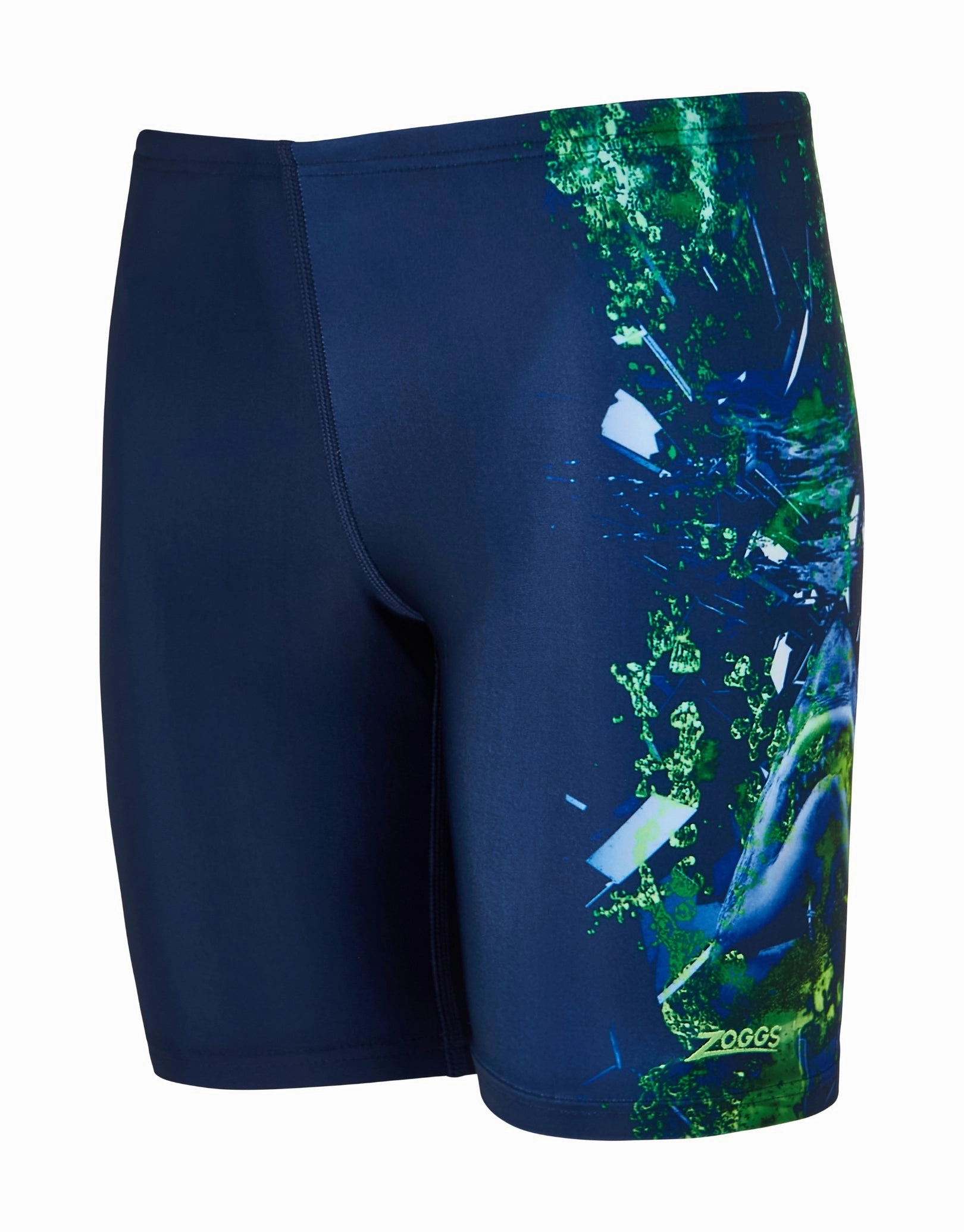 Boys Mako Mid Swim Jammer - Navy/Green