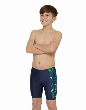Boys Mako Mid Swim Jammer - Navy/Green zoggs swimwear for women, zoggs goggles and swimsuits