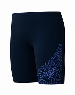Boys Medley Logo Swim Jammer - Navy/Blue speedo mens swimwear, speedo training swimsuits