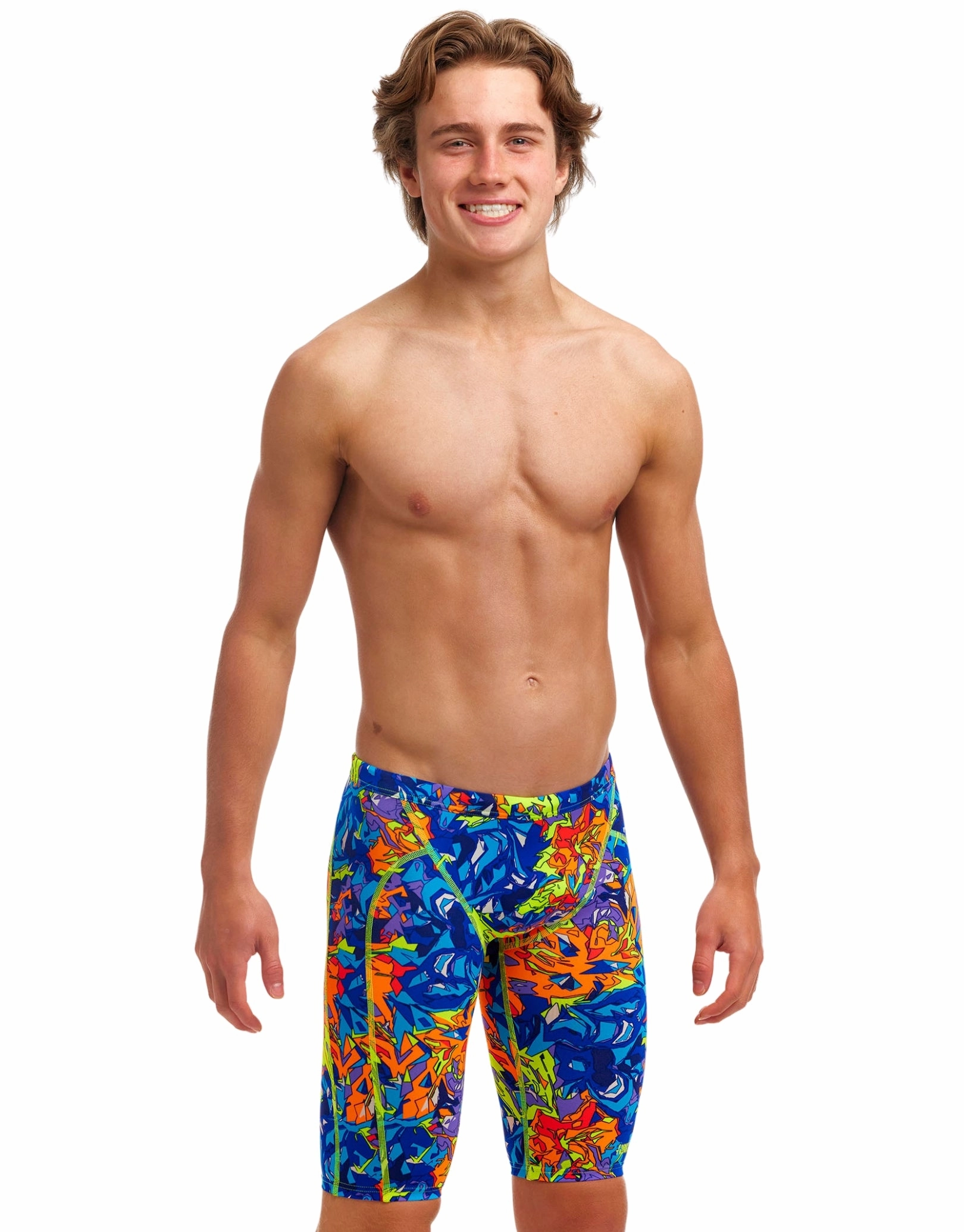 Boys Mixed Mess Training Swim Jammer - Blue/Multi funky trunks swim shorts, mens funky trunks swimwear