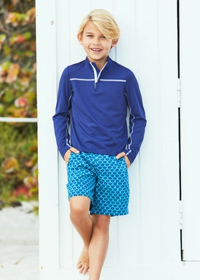 Boys Navy Sport Zip Top boys swimwear sets, boys swim trunks